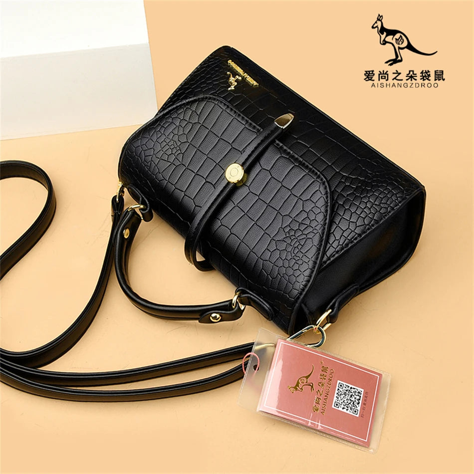 2024 Brand Crocodile Leather Crossbody Bags for Women Female Shoulder Messenger Sac Luxury Designer Ladies Handbags and Purses