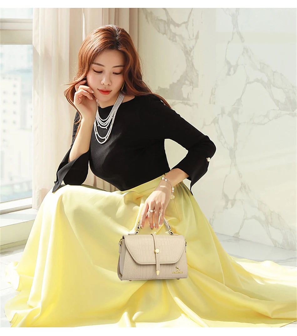 2024 Brand Crocodile Leather Crossbody Bags for Women Female Shoulder Messenger Sac Luxury Designer Ladies Handbags and Purses