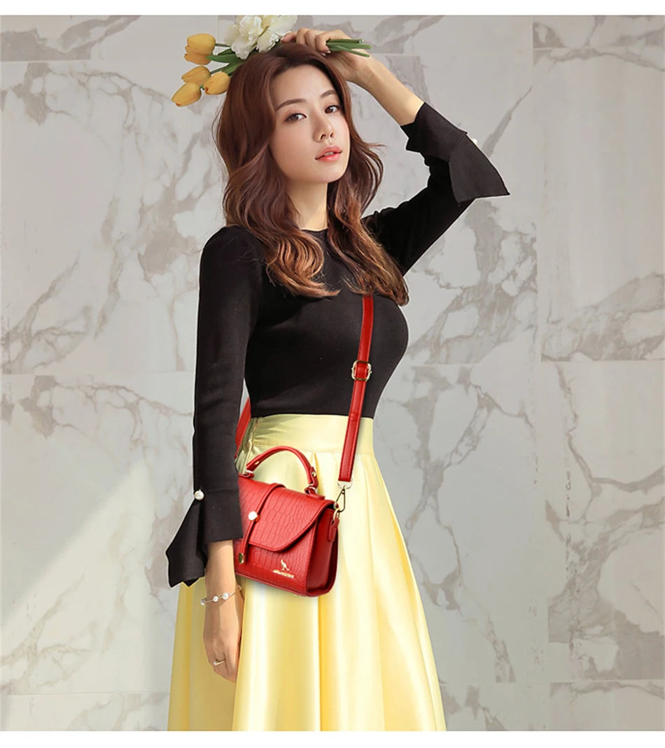 2024 Brand Crocodile Leather Crossbody Bags for Women Female Shoulder Messenger Sac Luxury Designer Ladies Handbags and Purses