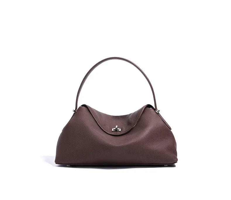 Genuine Cow Leather Fashion Cowhide Coffe Brown