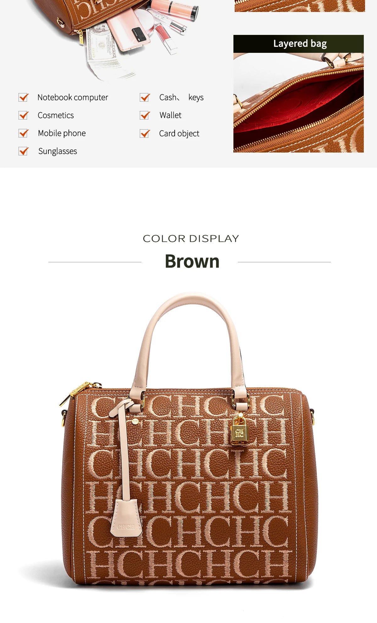 Shoulder Bag New Embroidered Letter Design Handbag Tote Bag