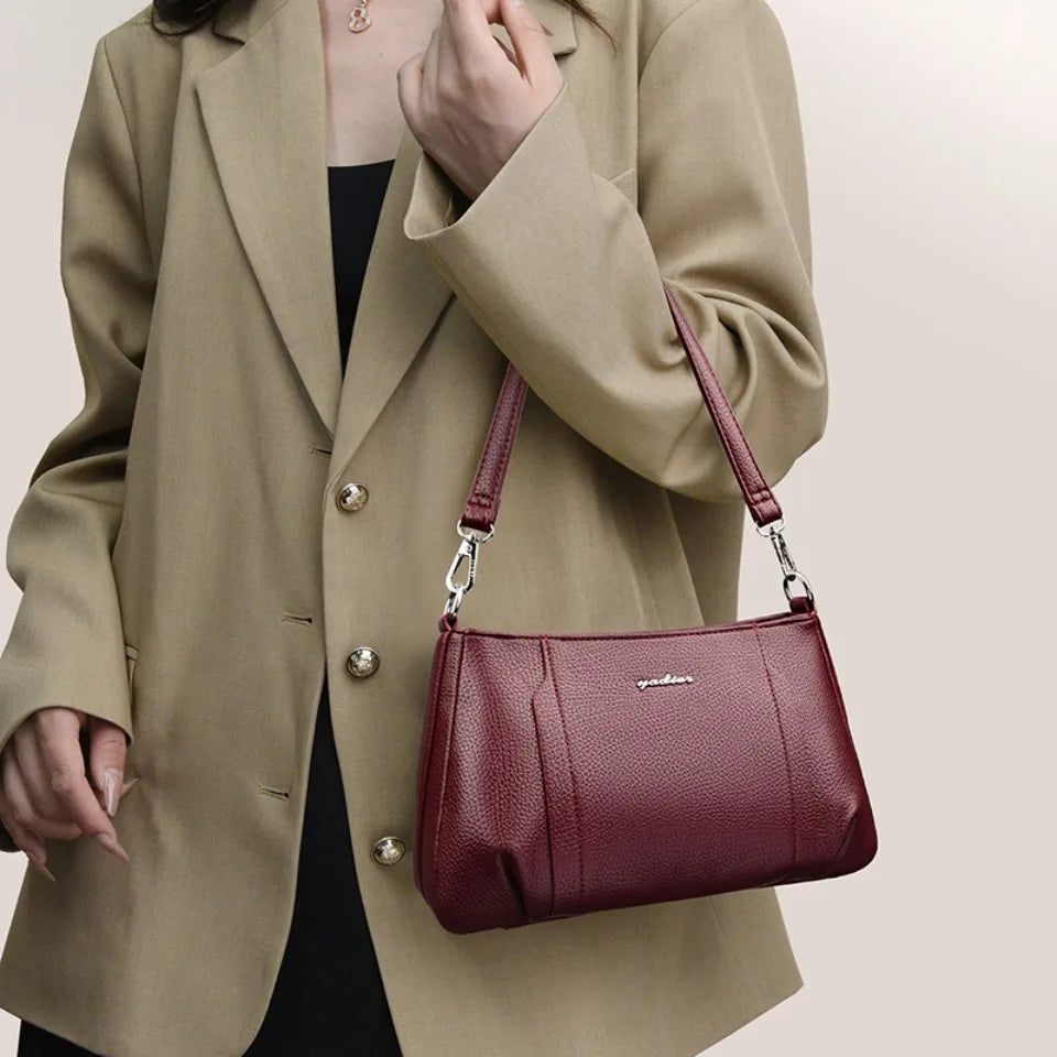 Genuien Brand Top Quality Soft Pu Leather Female Elegant Crossbody Shoulder Bags for Women Casual Tote Purses and Handbags 2026