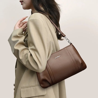 Genuien Brand Top Quality Soft Pu Leather Female Elegant Crossbody Shoulder Bags for Women Casual Tote Purses and Handbags 2026